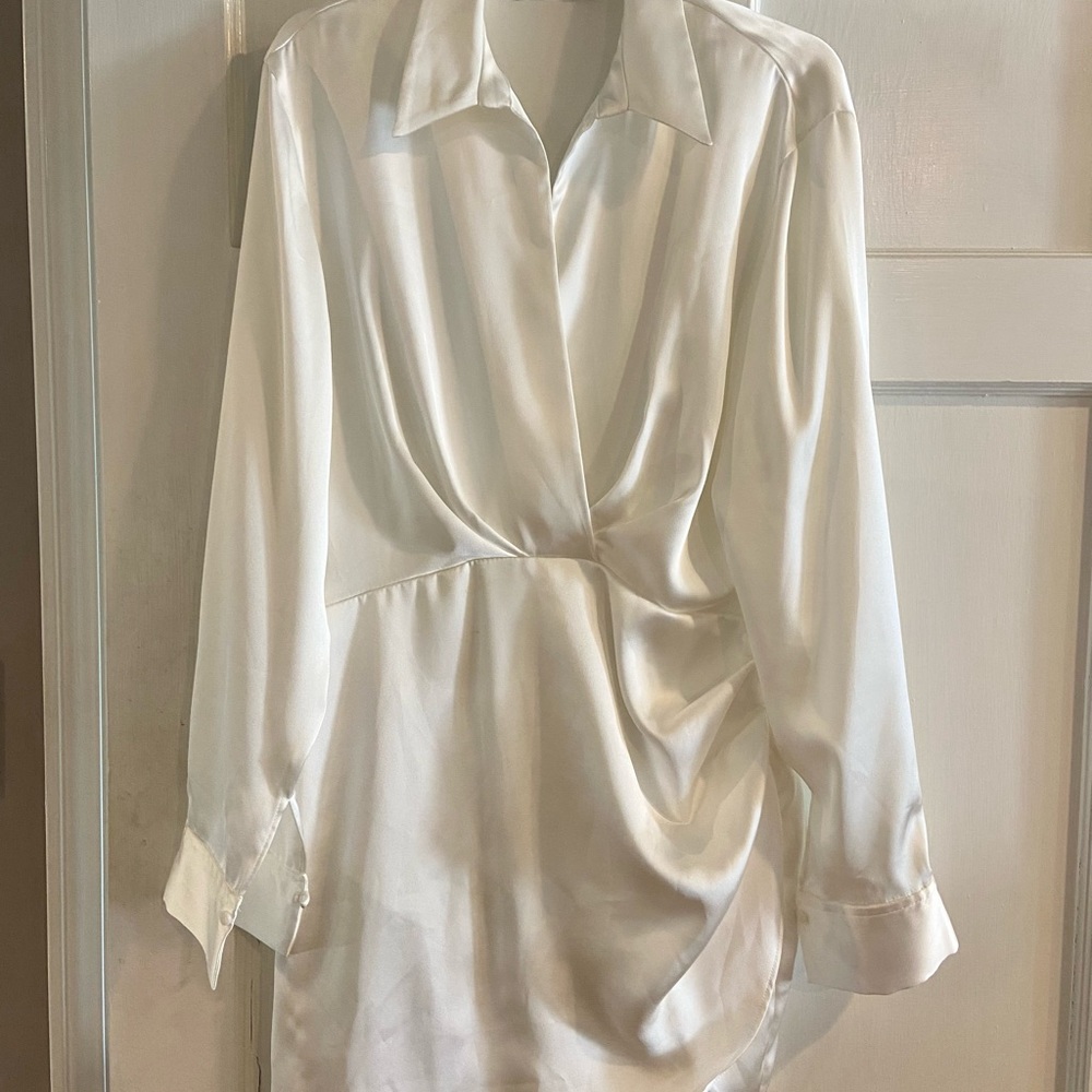 Zara White Satin Mini Dress